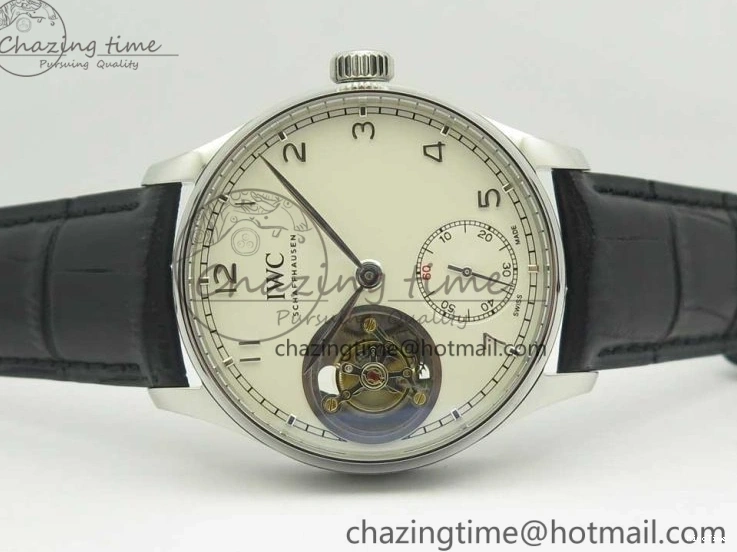 MIROTIME 0516 Efficient Portuguese Tourbillon IW5463 SS ZF Best Edition White Dial on Black Leather Strap 7170